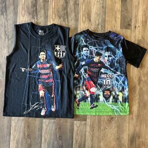 FC Barcelona Messi Shirts LOT OF 2 Youth Medium Tank & Dri-Fit Barca Soccer